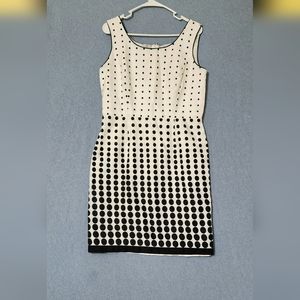 Studio One black white polka-dot sleeveless midi dress. Zip back. Size 12